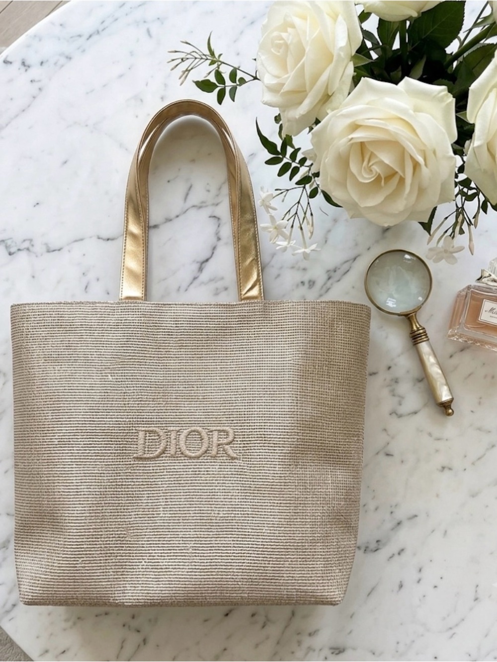 Dior Golden Tote Bag 15 inches by 15 inches brand new sealed in plastic Shiny